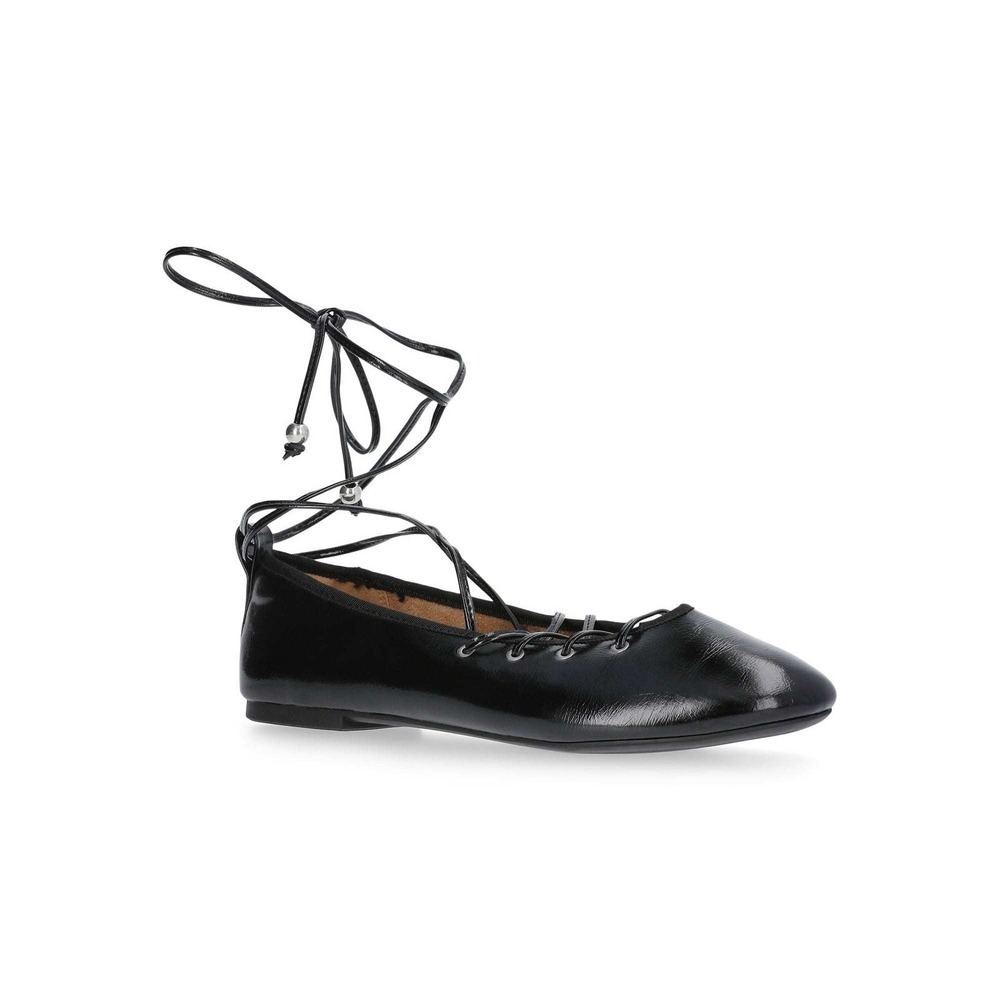 No Boundaries Ballet‎ Flats Dress Black Lace Up Ankle Wrap Womens Shoes Size 8